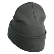 Judging Cat Logo Embroidered 12 Inch Solid Knit Cuff Long Beanie Made in USA - Graphite OSFM