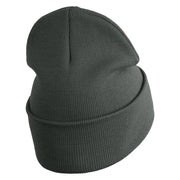 Judging Cat Logo Embroidered 12 Inch Solid Knit Cuff Long Beanie Made in USA - Graphite OSFM