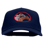 Horse Racing Embroidered Solid Cotton Twill 5 Panel Prostyle Snap Cap