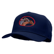 Horse Racing Embroidered Solid Cotton Twill 5 Panel Prostyle Snap Cap