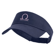 Libra Astrology Embroidered Cotton Twill Sun Visor - Navy OSFM