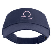 Libra Astrology Embroidered Cotton Twill Sun Visor - Navy OSFM