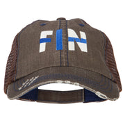 Finland FIN Flag Embroidered Low Profile Cotton Mesh Cap