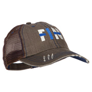 Finland FIN Flag Embroidered Low Profile Cotton Mesh Cap