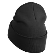 Judging Cat Logo Embroidered 12 Inch Solid Knit Cuff Long Beanie Made in USA - Black OSFM