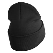 Judging Cat Logo Embroidered 12 Inch Solid Knit Cuff Long Beanie Made in USA - Black OSFM