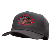 Horse Racing Embroidered Solid Cotton Twill 5 Panel Prostyle Snap Cap