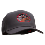 Horse Racing Embroidered Solid Cotton Twill 5 Panel Prostyle Snap Cap