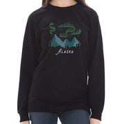 Alaskan Northern Lights Graphic Long Sleeve Crewneck Tee