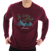 Alaskan Northern Lights Graphic Long Sleeve Crewneck Tee