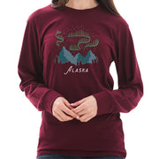 Alaskan Northern Lights Graphic Long Sleeve Crewneck Tee