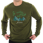 Alaskan Northern Lights Graphic Long Sleeve Crewneck Tee