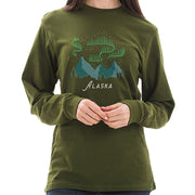 Alaskan Northern Lights Graphic Long Sleeve Crewneck Tee