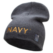 Licensed Navy Military Embroidered Short Beanie Made in USA