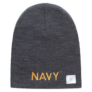 Licensed Navy Military Embroidered Short Beanie Made in USA