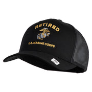 Retired US Marine Corps Embroidered Solid Cotton Twill Mesh Prostyle Cap - Black OSFM