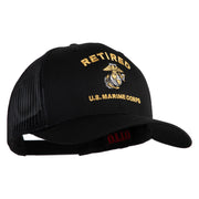 Retired US Marine Corps Embroidered Solid Cotton Twill Mesh Prostyle Cap - Black OSFM