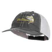 Walleye Fishing Embroidered Cotton Mesh Cap - Black OSFM