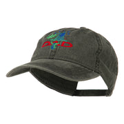 Number 1 Dad with Necktie Embroidered Washed Cap