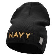 Licensed Navy Military Embroidered Short Beanie Made in USA