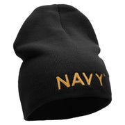 Licensed Navy Military Embroidered Short Beanie Made in USA