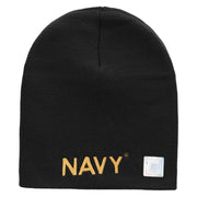 Licensed Navy Military Embroidered Short Beanie Made in USA