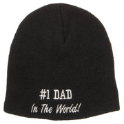 Number 1 Dad In The World Embroidered Short Beanie