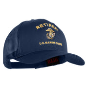 Retired US Marine Corps Embroidered Solid Cotton Twill Mesh Prostyle Cap - Navy OSFM