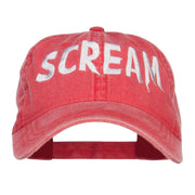 Halloween Scream Embroidered Washed Cap