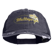 Walleye Fishing Embroidered Cotton Mesh Cap - Navy OSFM