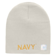 Licensed Navy Military Embroidered Short Beanie Made in USA