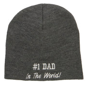 Number 1 Dad In The World Embroidered Short Beanie