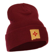 New Mexico Flag Map Embroidered Long Beanie