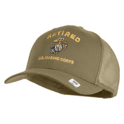 Retired US Marine Corps Embroidered Solid Cotton Twill Mesh Prostyle Cap - Khaki OSFM