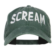 Halloween Scream Embroidered Washed Cap