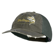 Walleye Fishing Embroidered Cotton Mesh Cap - Green OSFM