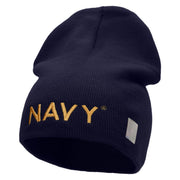 Licensed Navy Military Embroidered Short Beanie Made in USA