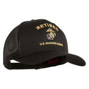 Retired US Marine Corps Embroidered Solid Cotton Twill Mesh Prostyle Cap - Charcoal OSFM