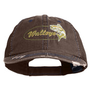 Walleye Fishing Embroidered Cotton Mesh Cap - Brown OSFM