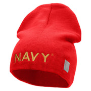 Licensed Navy Military Embroidered Short Beanie Made in USA