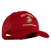 Retired US Marine Corps Embroidered Solid Cotton Twill Mesh Prostyle Cap - Red OSFM