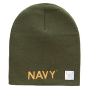 Licensed Navy Military Embroidered Short Beanie Made in USA