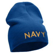 Licensed Navy Military Embroidered Short Beanie Made in USA