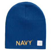 Licensed Navy Military Embroidered Short Beanie Made in USA