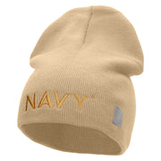 Licensed Navy Military Embroidered Short Beanie Made in USA