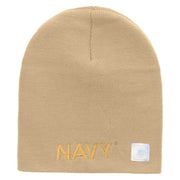 Licensed Navy Military Embroidered Short Beanie Made in USA