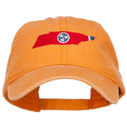 Tennessee State Flag Map Embroidered Washed Cap