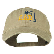 Number 1 Dad Outline Embroidered Washed Cotton Cap