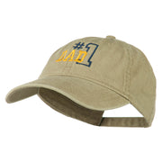 Number 1 Dad Outline Embroidered Washed Cotton Cap