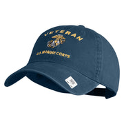 Veteran US Marine Corps Embroidered Washed Cotton Twill Brass Cap - Navy OSFM